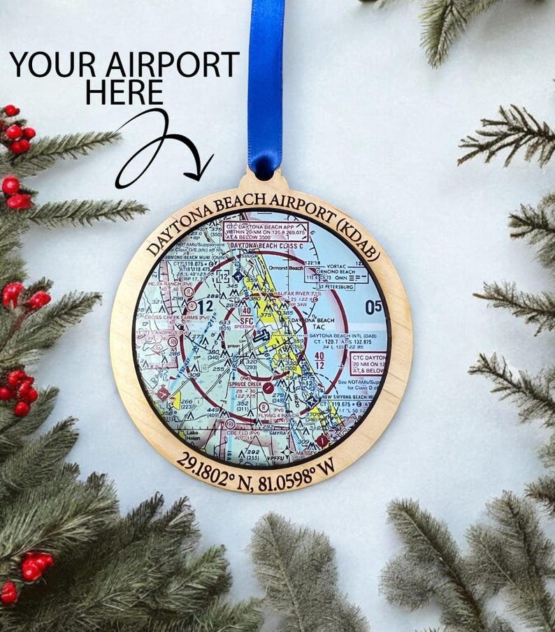 Personalisierte VFR Schnitt, Flughafen Karte, Luftraum, Luftfahrt Geschenke, Pilot Geschenk, Pilot Ornament, Flugzeug Ornament. Bild 1