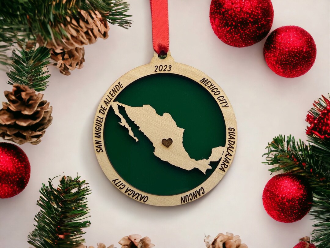 Personalized Mexico Ornament, Mexico Christmas Ornament, Mexico City