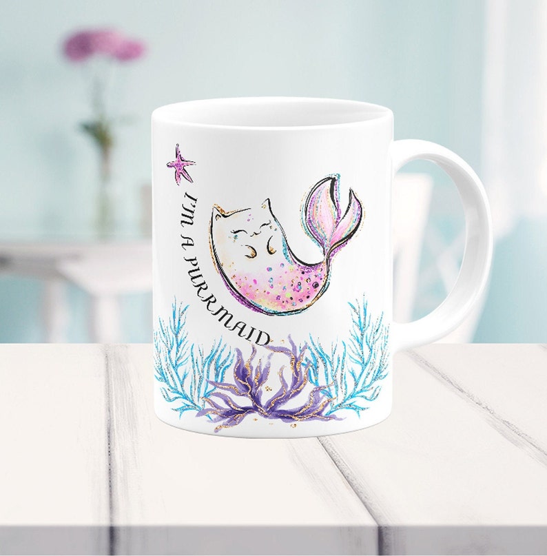 TAZA de caf  PURRMAID  taza de caf  de sirena regalo para 