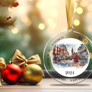 Personalized London Ornament, United Kingdom Christmas, London Ornament, Travel Souvenir, Vacation ornament London Souvenir.