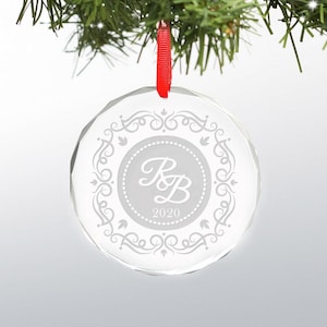 Personalized Engraved Glass Ornament, Personalized Christmas Ornament, Ornament Wedding Christmas Ornament Keepsake, Custom Ornament.