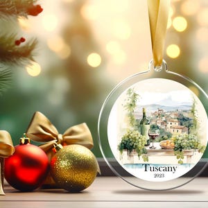 Personalized Italy Ornament, Tuscany, Italy Christmas Ornament,  Italian Ornament, Travel Souvenir, Vacation ornament Italia,