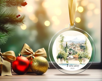 Personalized Italy Ornament, Tuscany, Italy Christmas Ornament,  Italian Ornament, Travel Souvenir, Vacation ornament Italia,