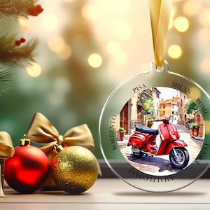 Personalized Italy Ornament, Italy Christmas, Italian Ornament, Travel Souvenir, Vacation ornament Italia, Italy Souvenir, Vespa.