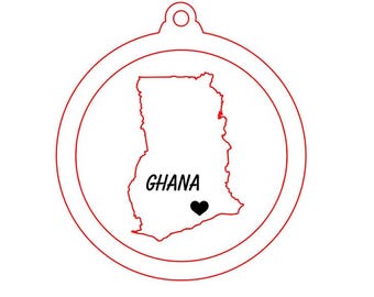Personalized Ghana Ornament, Ghana Christmas Ornament,  Ghana Ornament, Travel Souvenir, Vacation ornament, Ghana Souvenir.