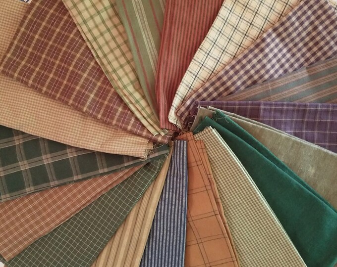 Flannel Fat Quarter Bundle, 18 Plaids, Stripes and Solids, Mix of