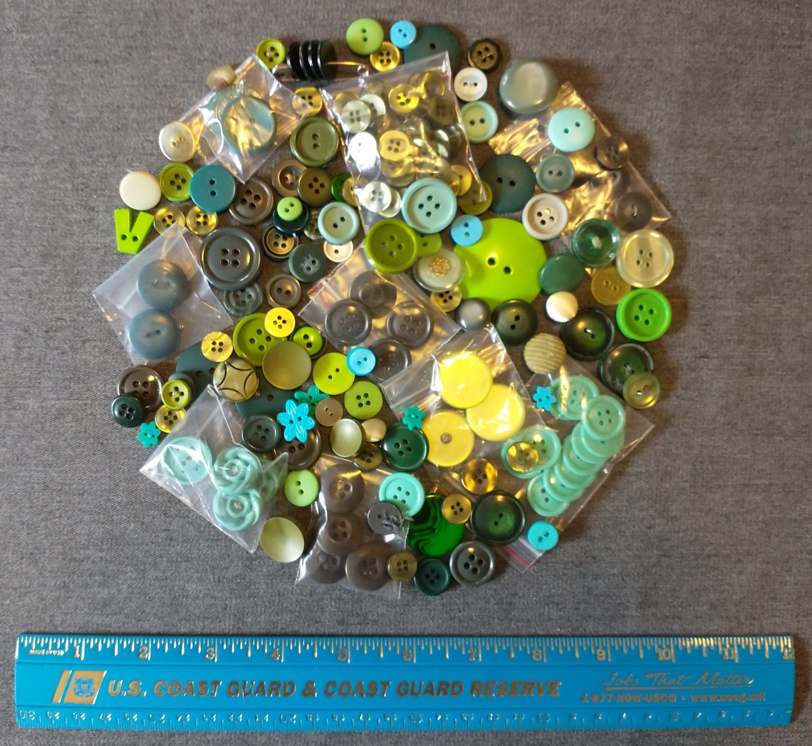 Vintage Green Buttons One Lot of 180 Buttons Shades of Etsy