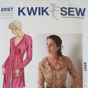 May include: A sewing pattern titled "KWIK SEW" with the number 2927. The pattern features illustrations of two women wearing garments. The pattern includes sizes XS-S-M-L-XL. The designer is Kerstin Martensson.