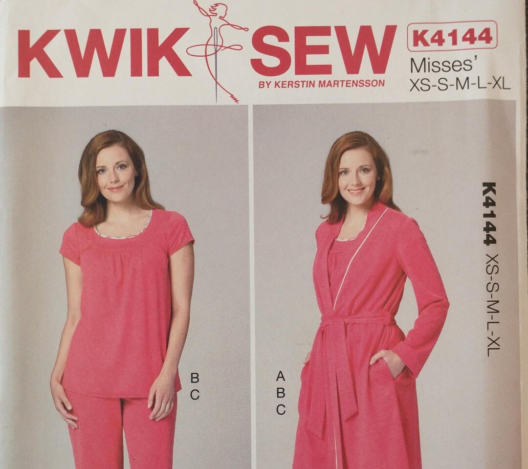 K4144 Kwik Sew K4144 Misses' Robe, Belt, Top and Pants Pajamas Pattern ...