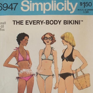 Vintage Simplicity  6947 Pattern, Misses' Bikini, The Every-Body Bikini, Size Small 8-10 Miss, Uncut