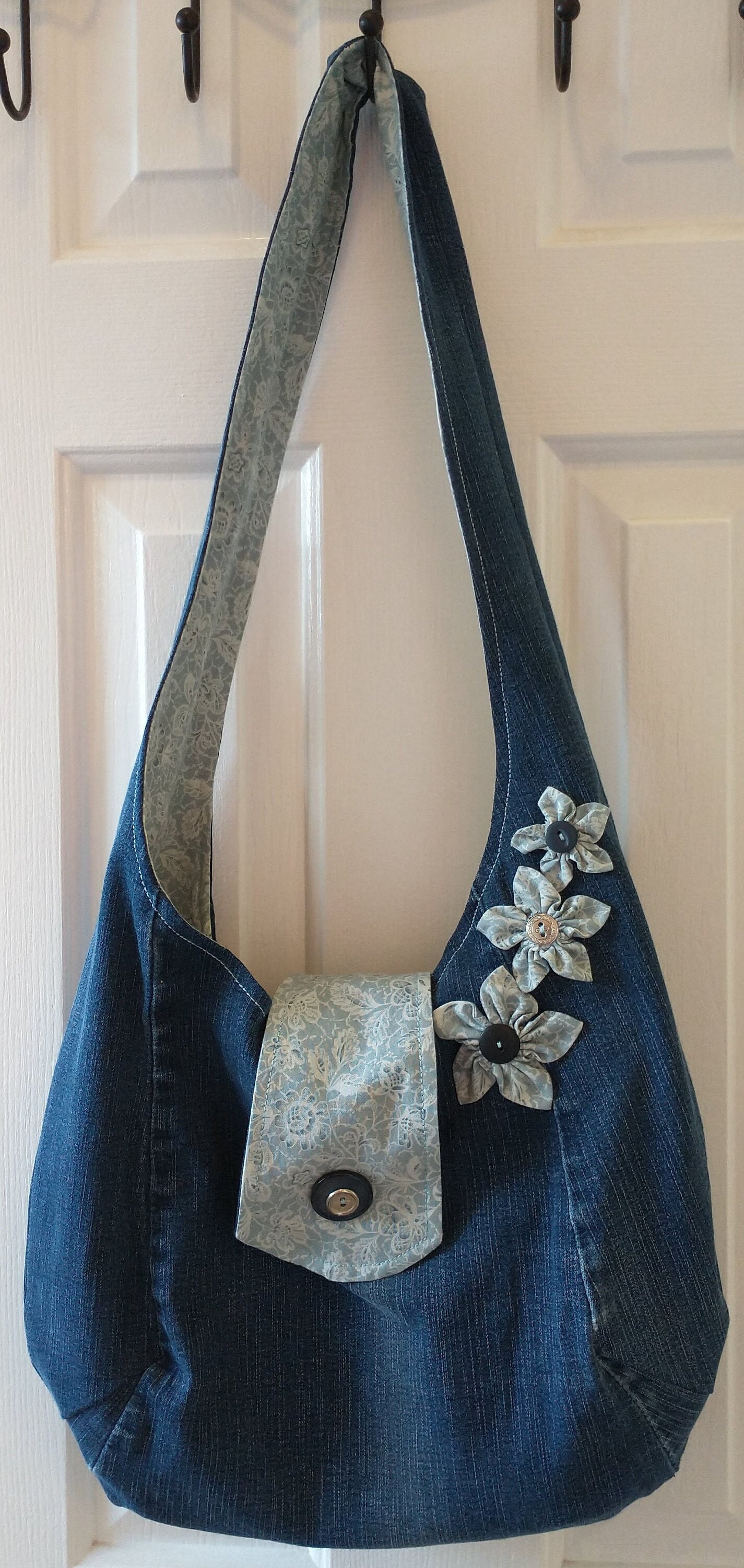 Upcycle Jeans Purse/Denim Hobo Bag/Casual Slouchy Bag/Shoulder Etsy