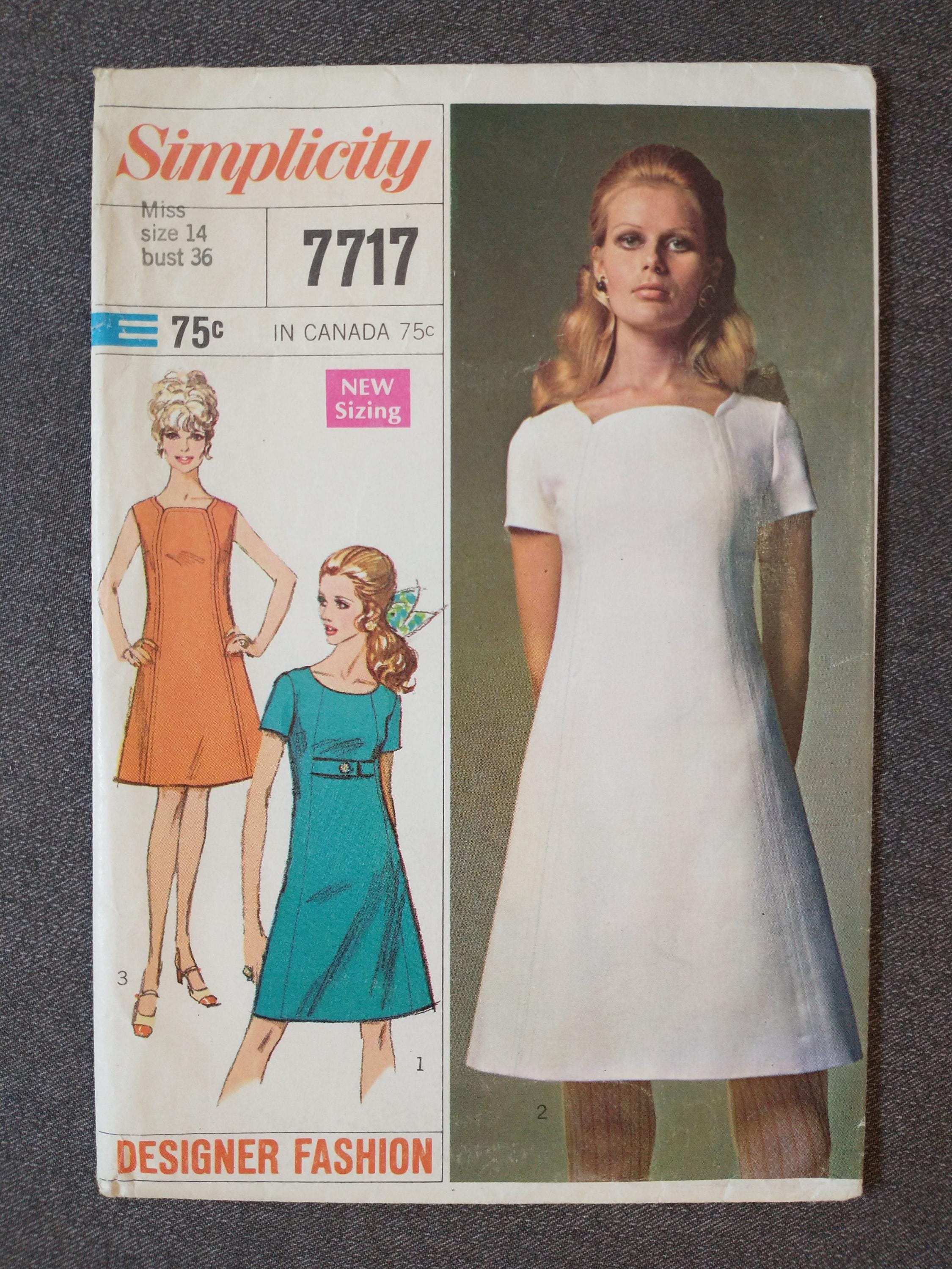 Vintage 1960s A-line Dress Pattern: Simplicity 7717, Bust 36, Size 14 - Etsy