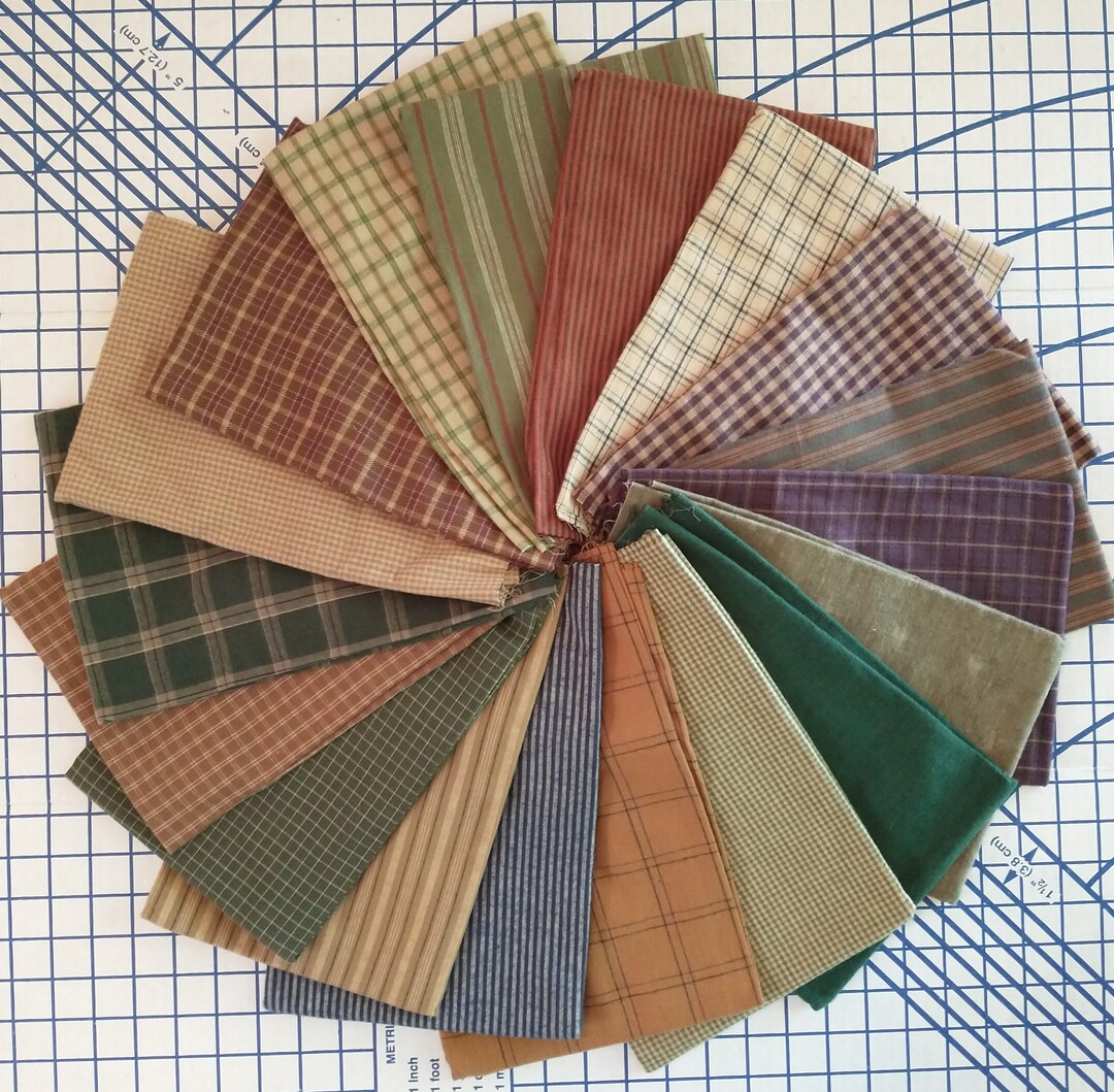 Flannel Fat Quarter Bundle, 18 Plaids, Stripes and Solids, Mix of