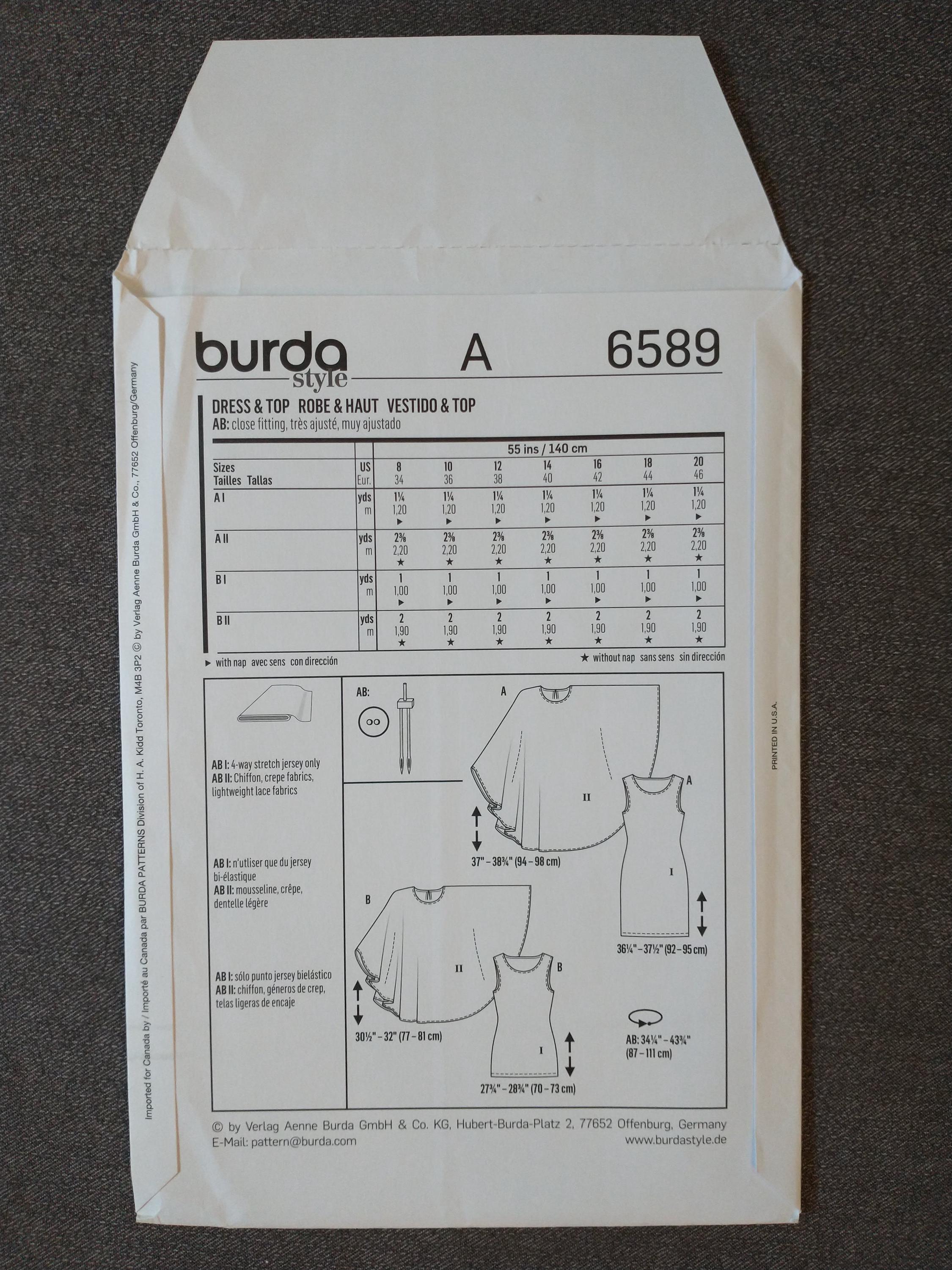 Burda 6589 Misses' Dress and Top Pattern: US Size 8-20, Uncut - Etsy