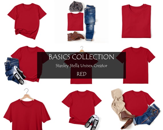 Download Red Creator Mockup Red Tshirt Mockup Stanley Stella Plain Etsy