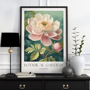 William Morris Style Flower Print, Vintage Botanical Floral Wall Art, Living Room Flower Decor, Housewarming Gift, Exhibition Poster Print
