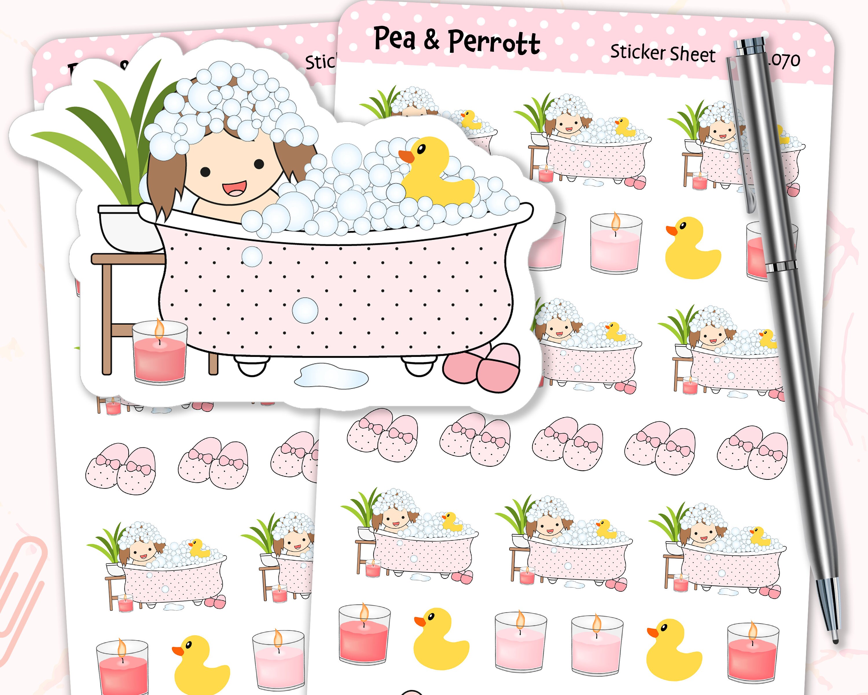 Bath Time Planner Stickers Journal Scrapbook Stationery Etsy