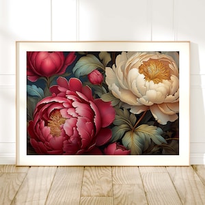 William Morris Style Print, Vintage Botanical Wall Art, Art Nouveau Floral Art Decor, William Morris Style Exhibition Poster, Housewarming