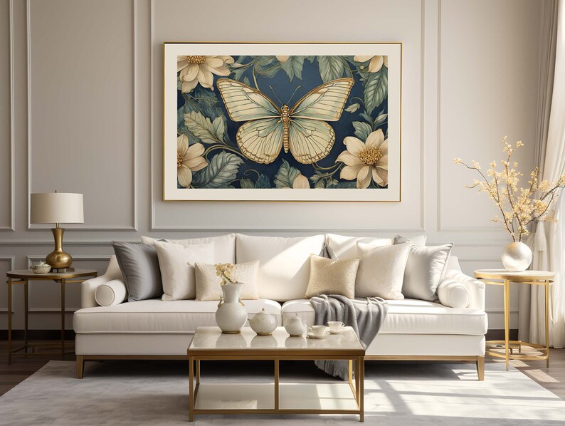 William Morris Style Butterfly Print, Vintage Botanical Art, Floral ...