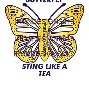 flotar como una mariposa picar como un té torcido té DIGITAL DISEÑO PNG