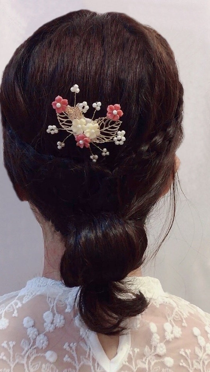 Korean Traditional Hair Accessory Wedding Hair pin Hanbok Jewelry Bridal Hair Accessory,Wedding Piece flower hair accessory Binyeo
