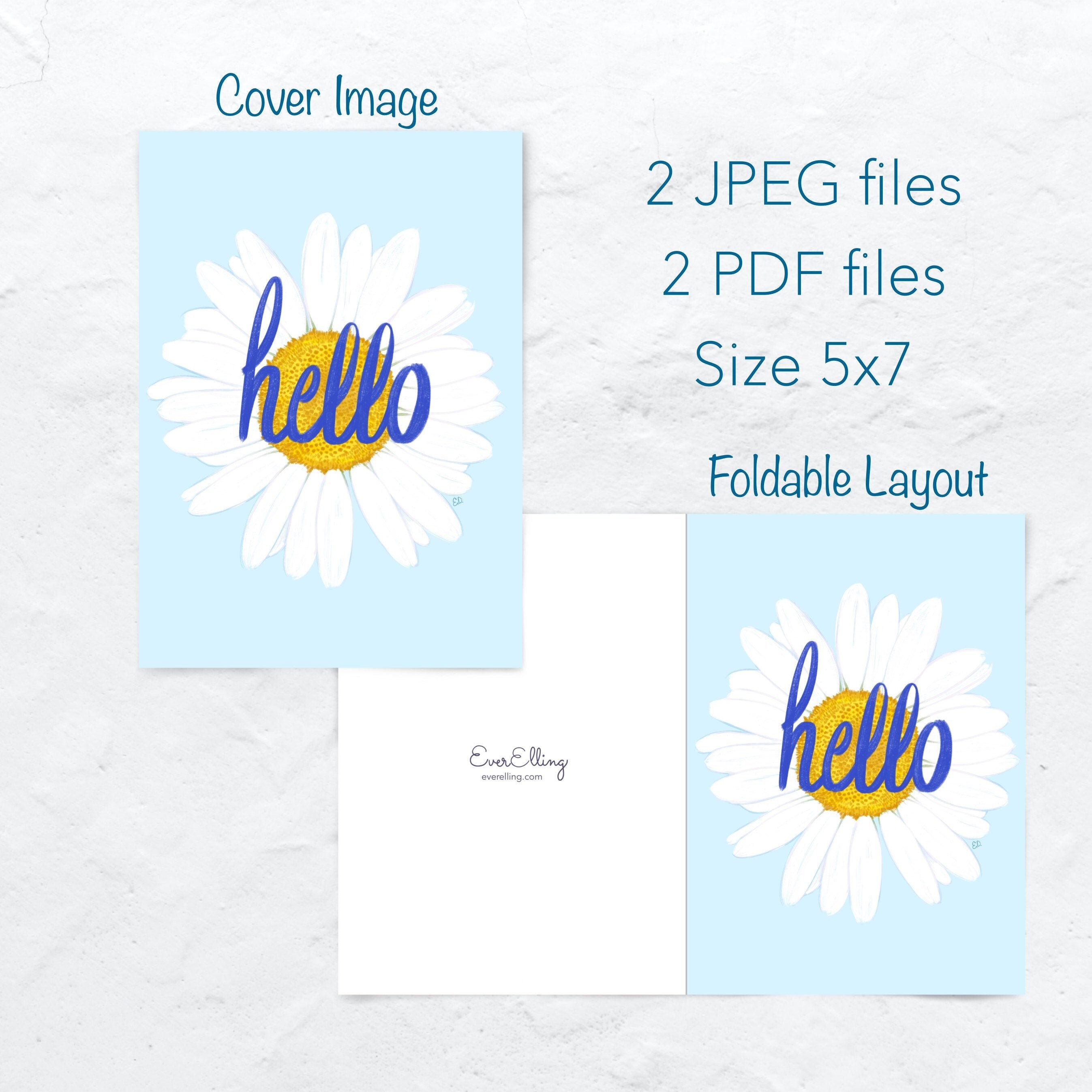 Hello Greeting Card Handmade Design Printable Greeting | Etsy