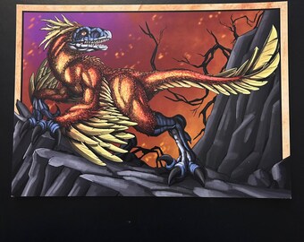 Raptor Dinosaur illustration print- A4