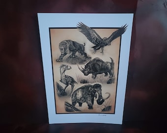 prehistoric beasts- compilation A3 poster