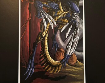 Xenomorph Wolverine illustration print- A4