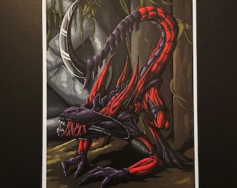 Xenomorph Deadpool illustration print- A4