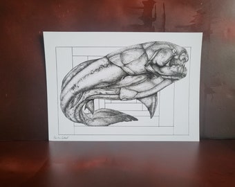 Prehistoric fish (dunkleosteus) - A4 illustration print