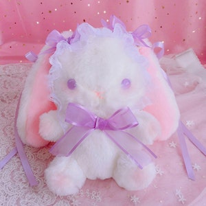 New Gothic Lolita Bag Cute Bunny Rabbit Doll Plush Japanese Bag Girl Goth  Style Student Backpack Packet Bag