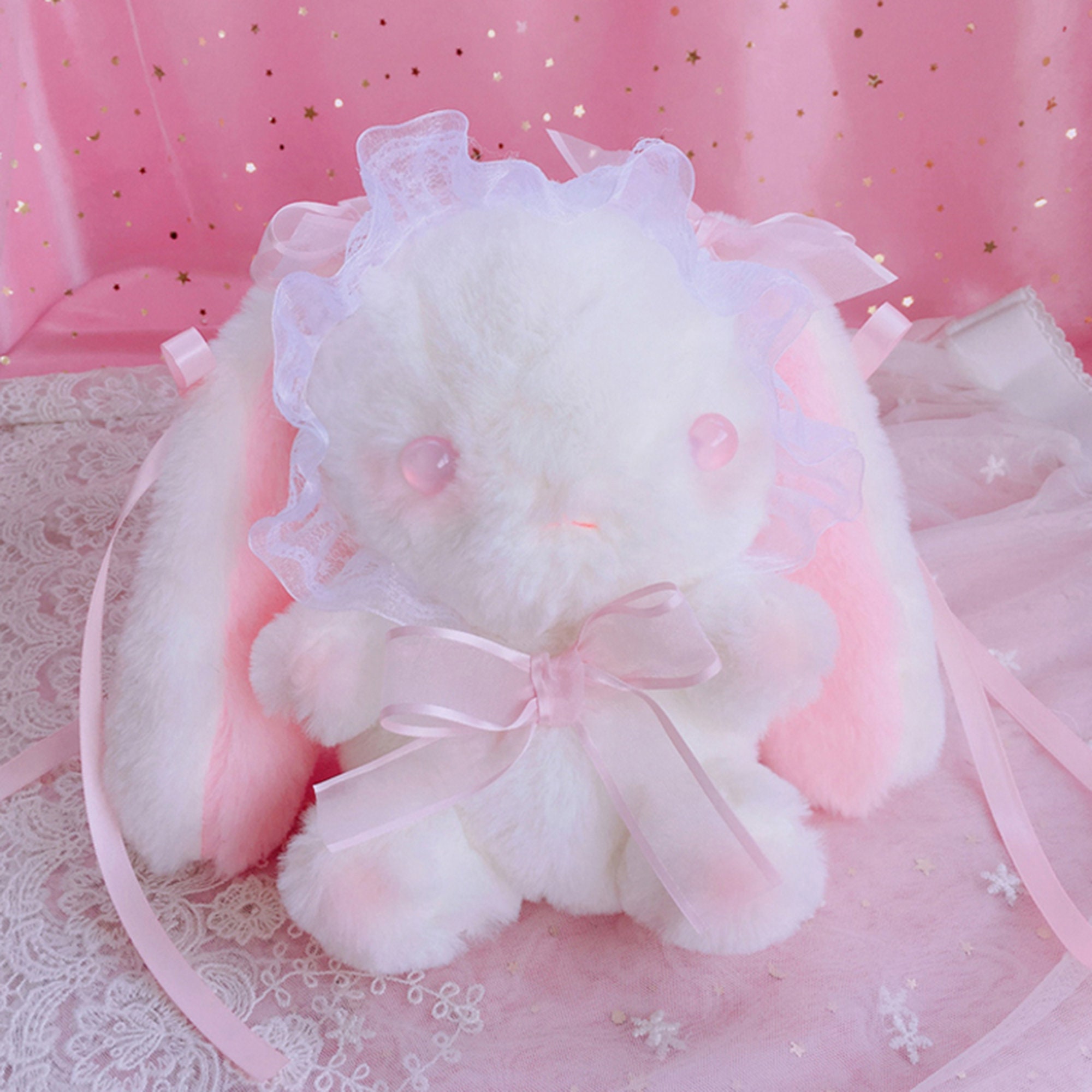 furry pink bunny backpack