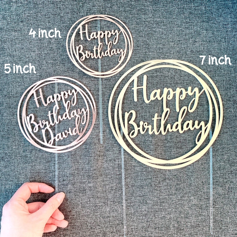 Happy Birthday Cake Topper Circle Cake Topper Birthday - Etsy