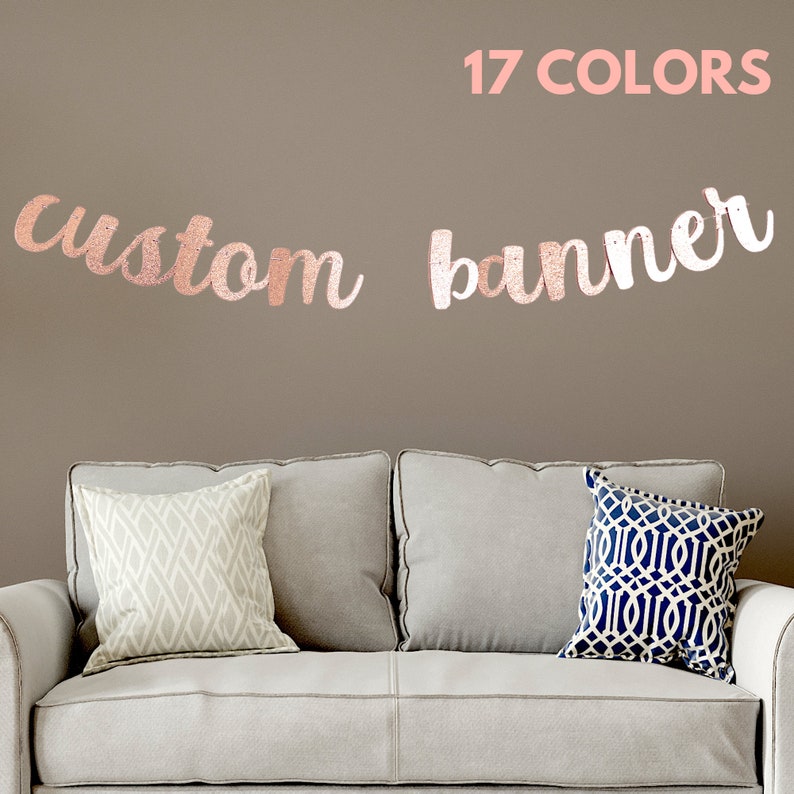 Custom Glitter Banner Cursive Script Banner Personalized - Etsy