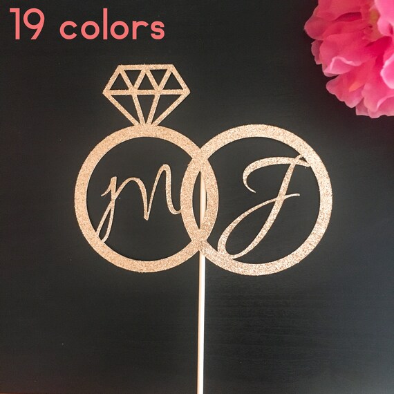 Custom initial wedding ring cake topper wedding cake topper Etsy