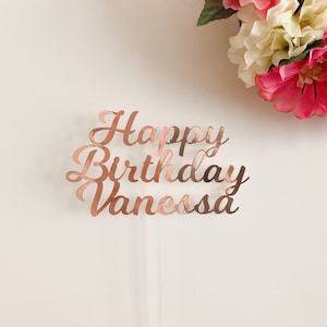 Rose gold custom name foil happy birthday cake topper, personalized name birthday cake topper, birthday cake decoration, custom birthday