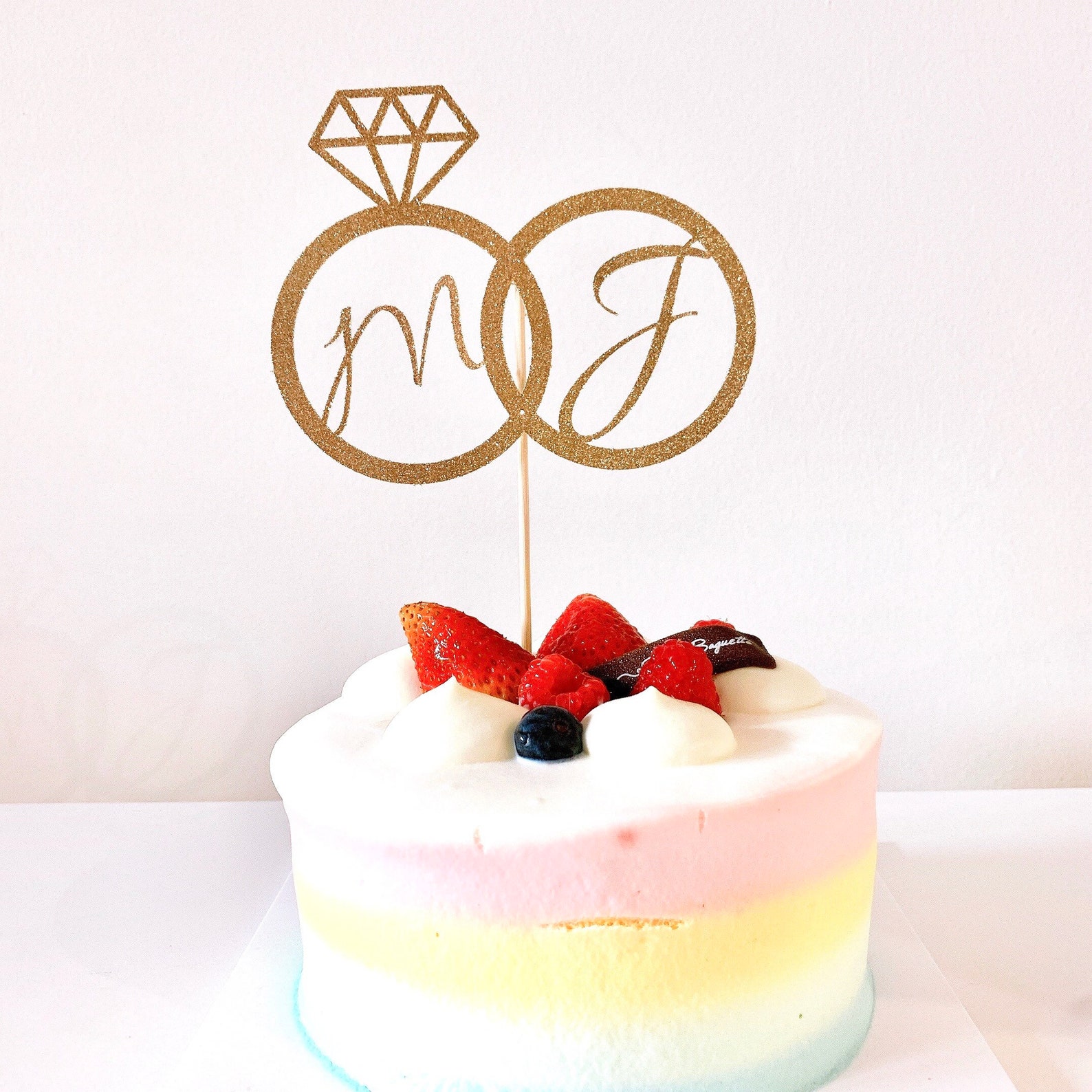 Custom Initial Wedding Ring Cake Topper Wedding Cake Topper Etsy