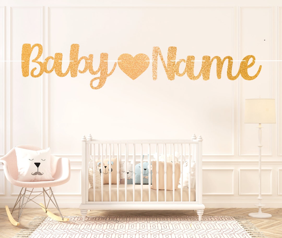 Baby Name Banner, Custom Baby Name Glitter Banner, Personalized Baby ...