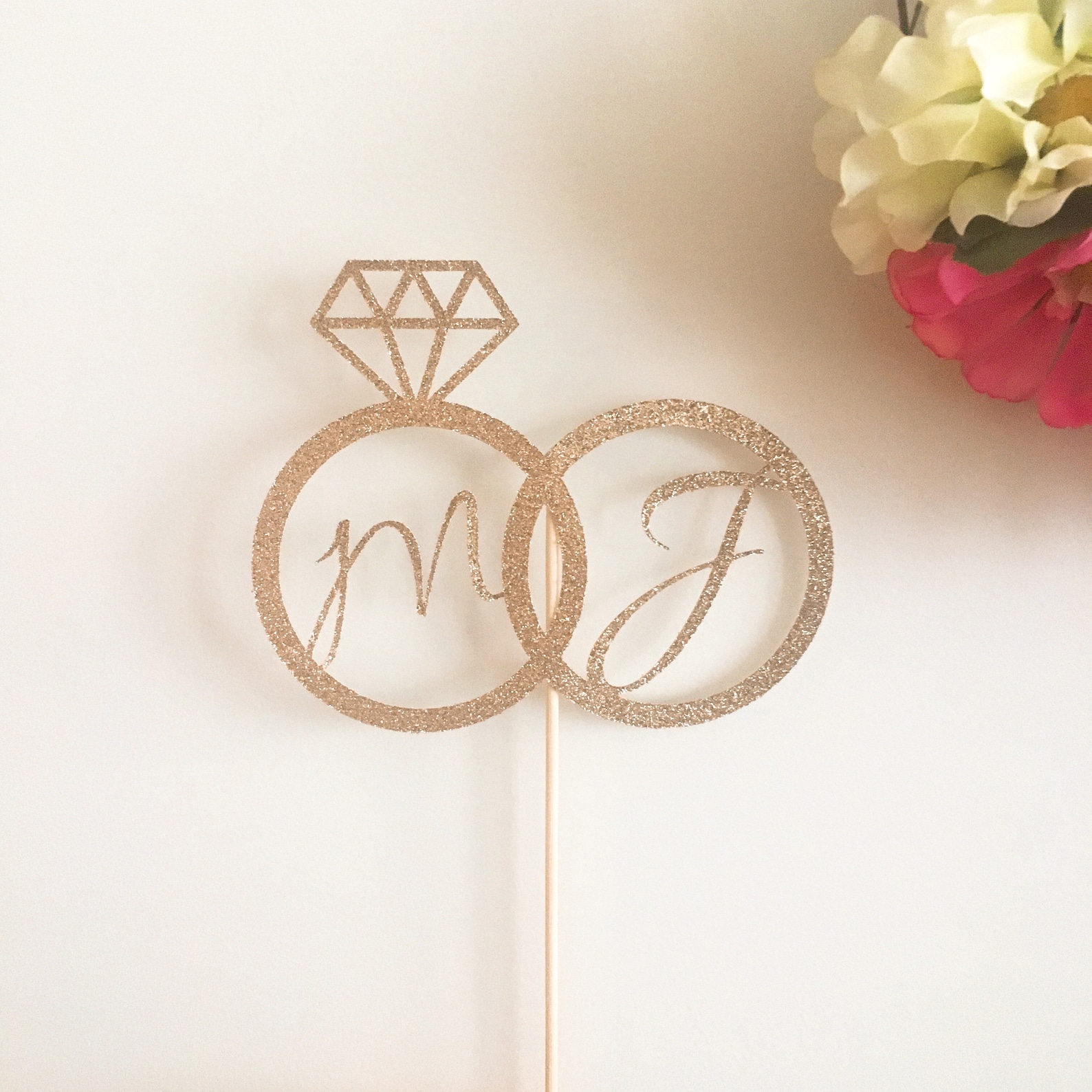 Custom Initial Wedding Ring Cake Topper Wedding Cake Topper Etsy