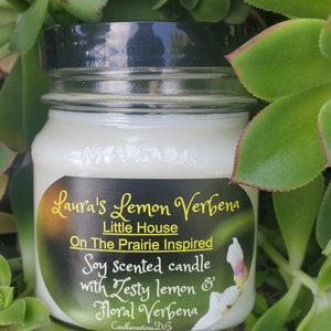 Little House On The Prairie Inspired Soy Candle Lemon Verbena Mason Jar | Mom Wife Sister Best friend gifts | Fan TV Candles SALE