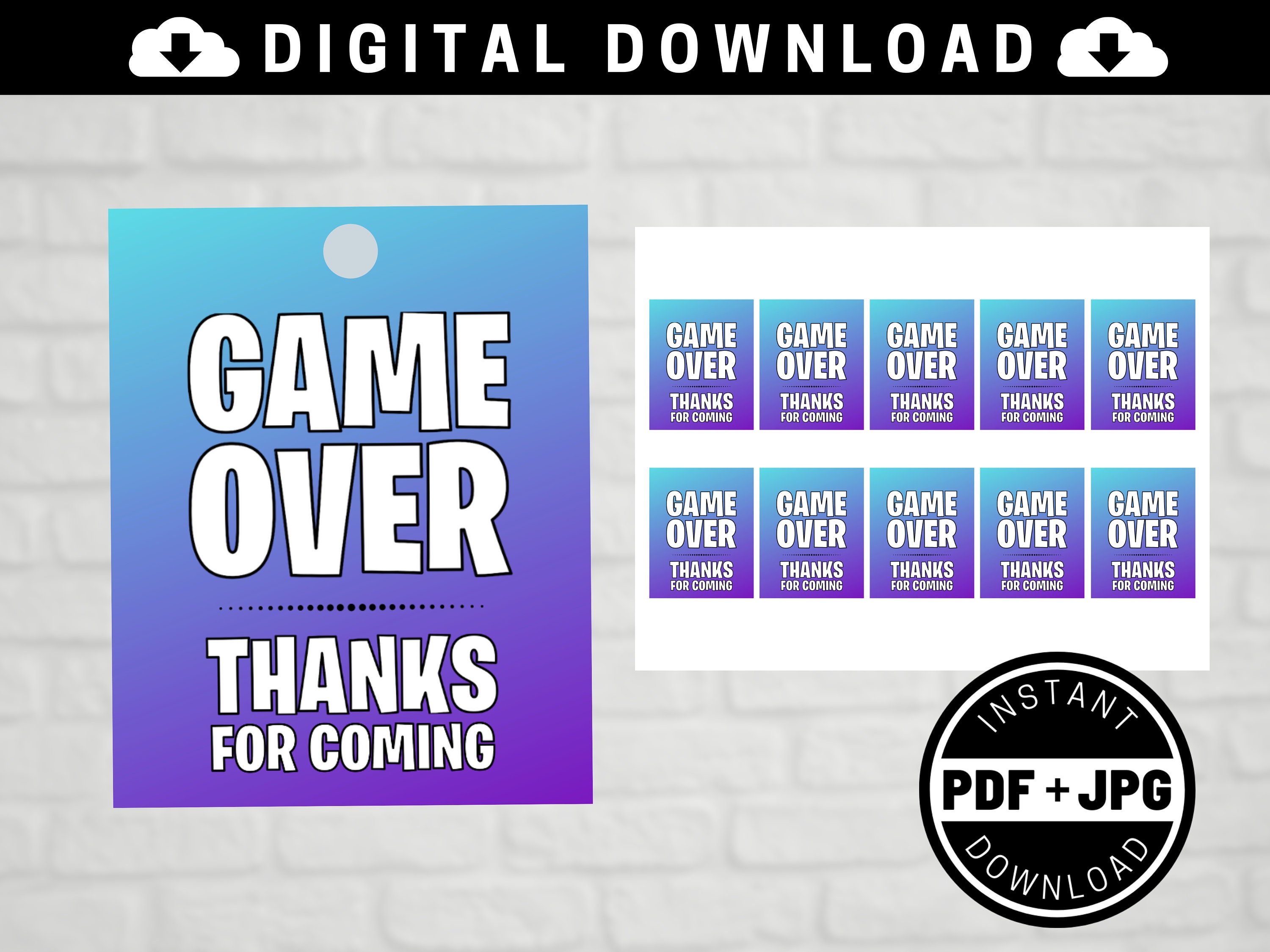 Gamer Game Over Thank You Tags Video Game | Etsy