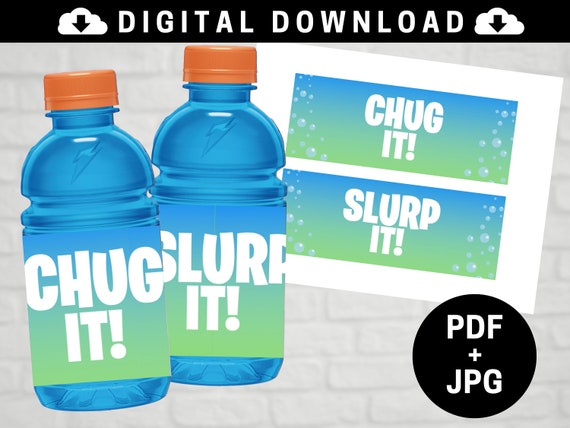 Gamer 12 oz Gatorade Chug Slurp Printable Labels INSTANT | Etsy