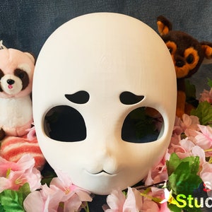 STL FILE ONLY Mischievous Shy Bunny Cat Kig Kemono Mask Head Base Fursuit Fursona Mask Head