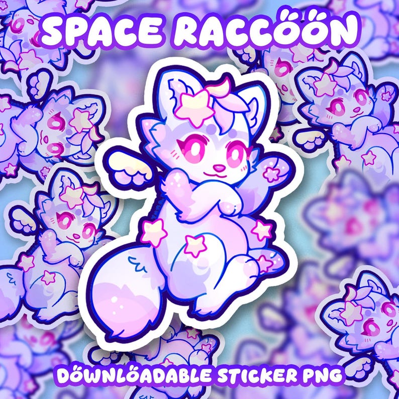 Space Raccoon PNG Printable File - Etsy