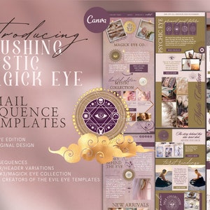 Spiritual Welcome Email Sequence Template Canva, Newsletter Template Kit, Email Newsletter, Sales Marketing Template, Evil Eye blush colors