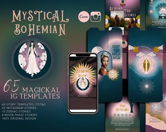 Magical Boho Instagram Story Templates, Spiritual Story Templates, Story Highlight Covers, Tarot Reader, Light-worker, Zodiac Instagram