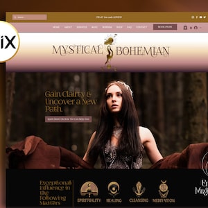 Wix Website Template Spiritual, Wellness Coach Website Design, Creative Wix Layout , Wix Web Design, Mediumship Blog, Dark boho Wix Theme