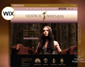 Wix Website Template Spiritual, Wellness Coach Website Design, Creative Wix Layout , Wix Web Design, Mediumship Blog, Dark boho Wix Theme