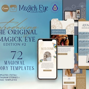 Plantilla única de historia de Instagram de Evil Eye, Instagram espiritual, plantillas de Evil Eye, carta de astrología, Magick Eye SVG, sanador de Reiki, entrenador de vida